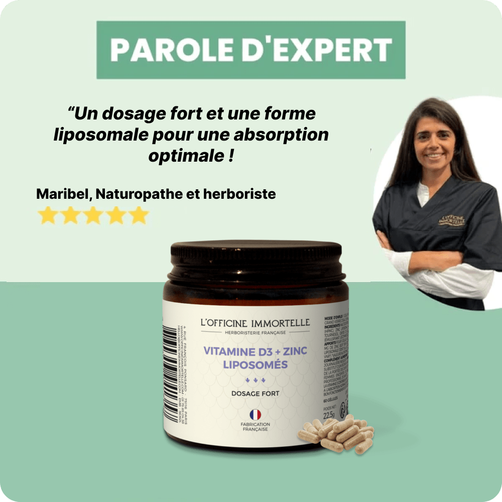 Complexe immunité | Vitamine D3 + Zinc liposomés - Officine Immortelle